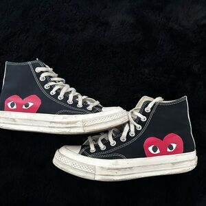 Comme des Garcons PLAY Black High-Tops with White Accents